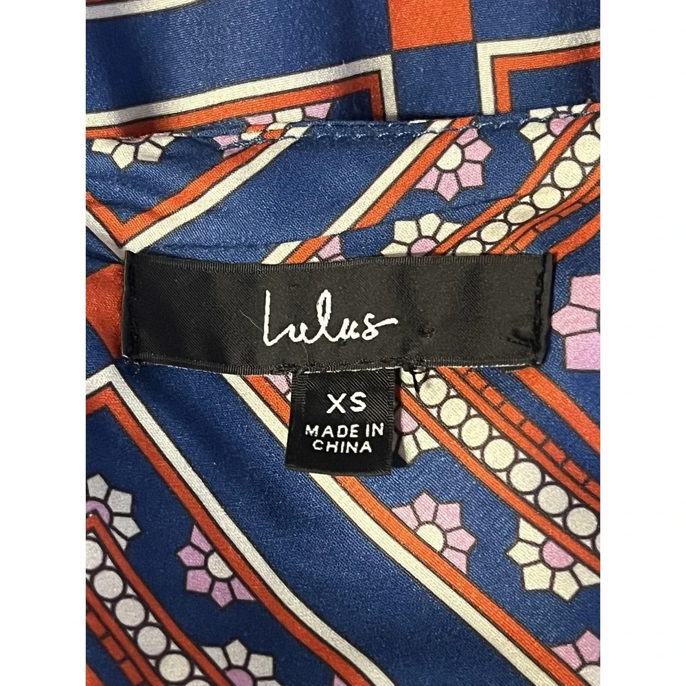 Lulus Blanca Romper Womens‎ XS Blue Geometric Floral Print Halter Lined Summer